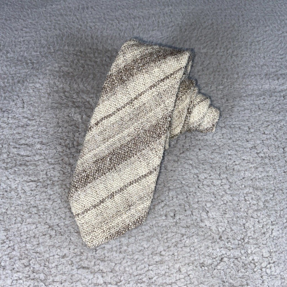 Vintage Murray Brothers Scotland Wool Necktie Beige Stripes 57"